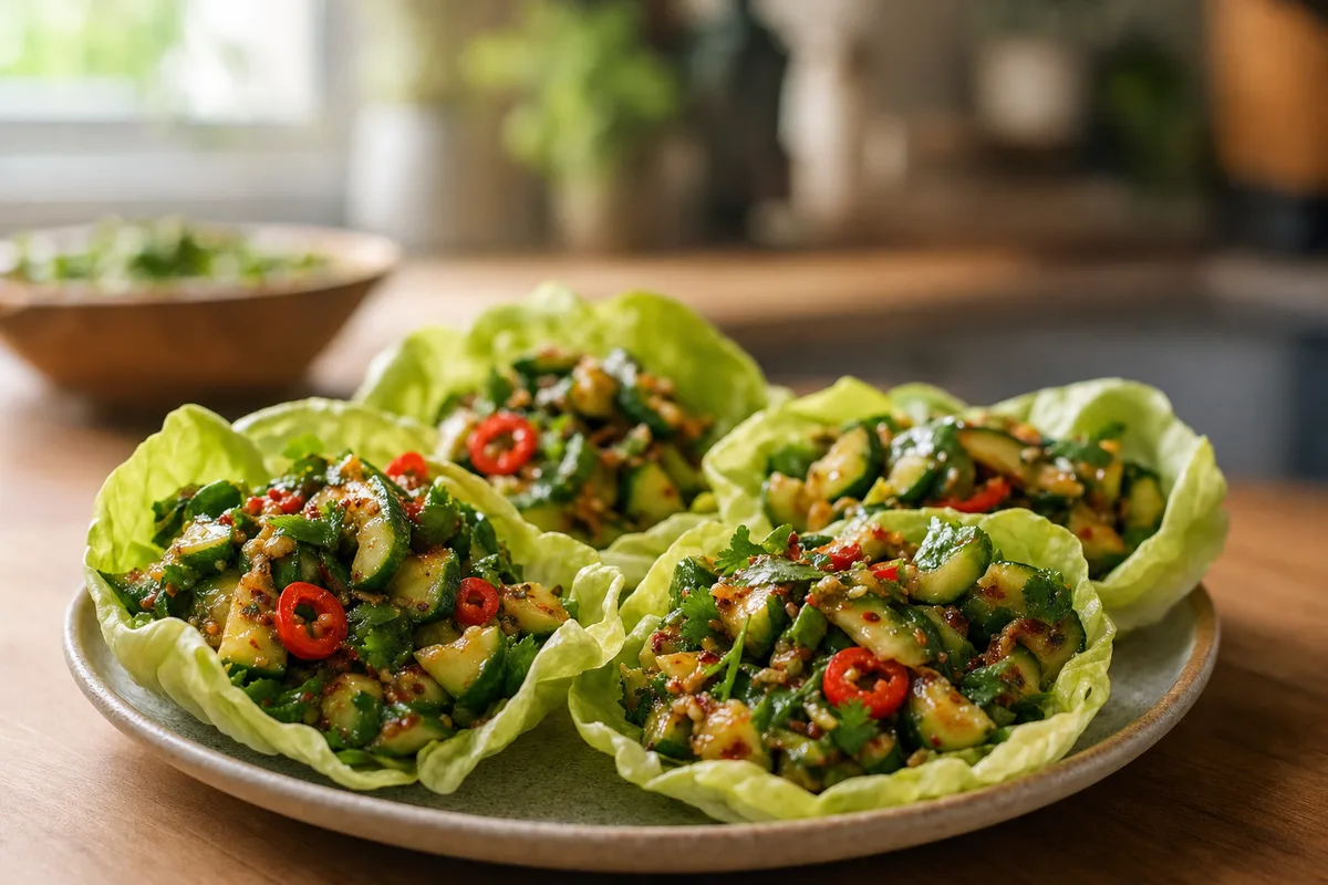 Cucumber Chili Crisp Smashed Salad Cups