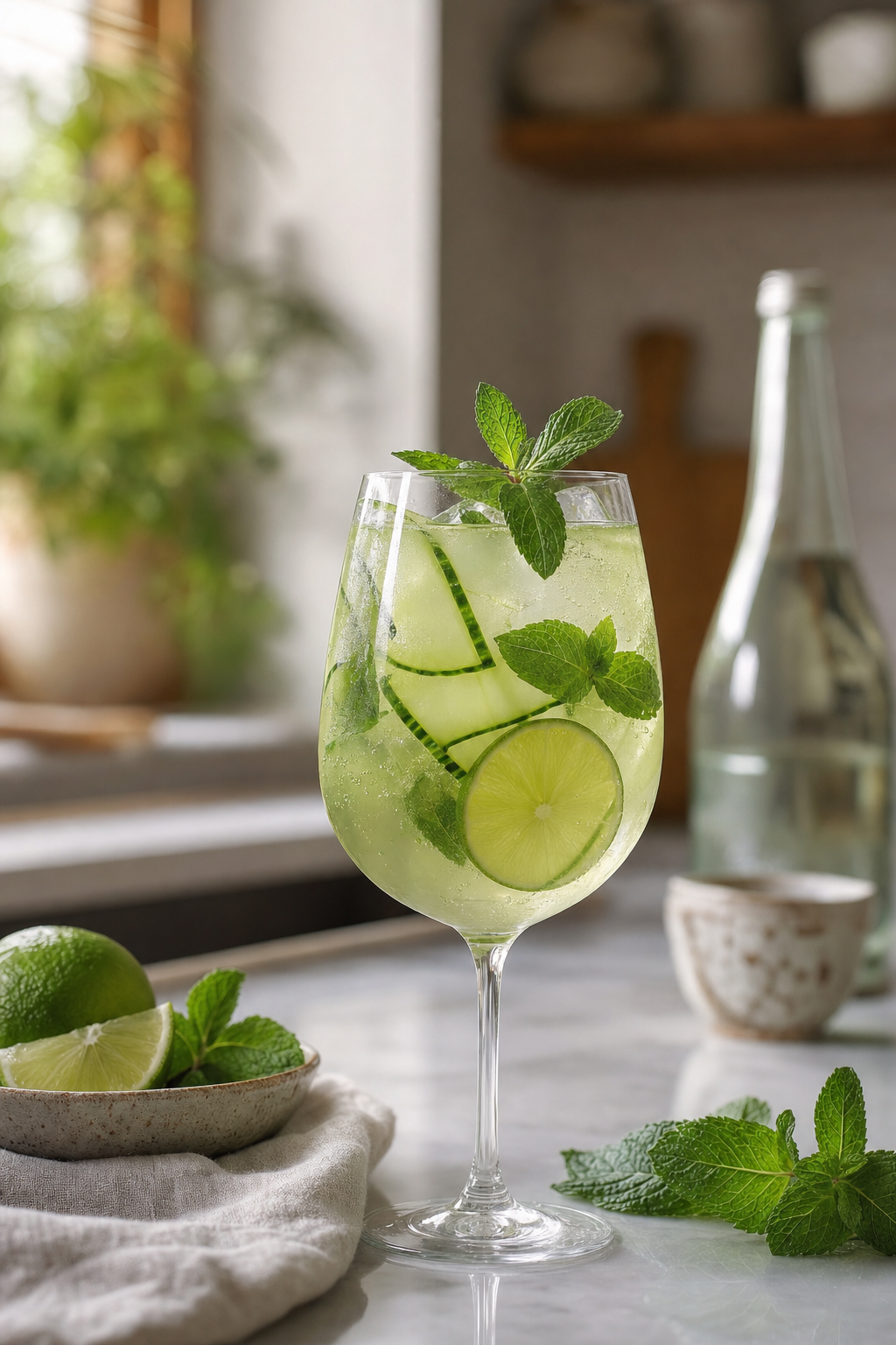 Cucumber Lime Mint Sake Spritz