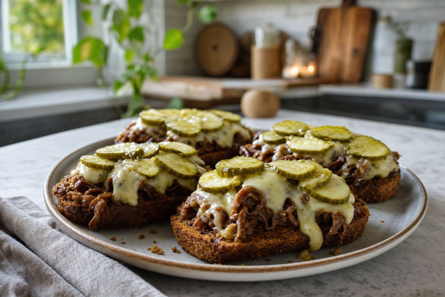 Diner Beef Pickle Toasts