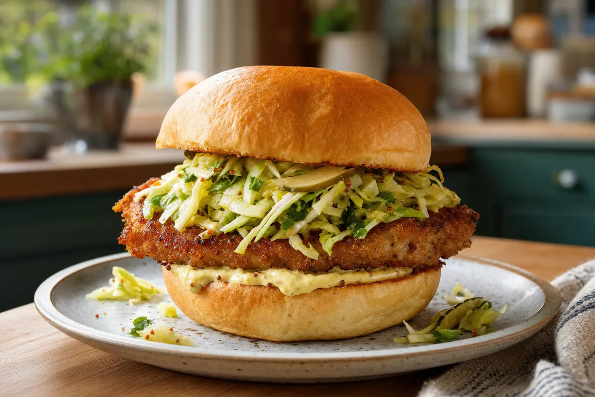 Diner-Style Pork Chop Sandwich with Slaw