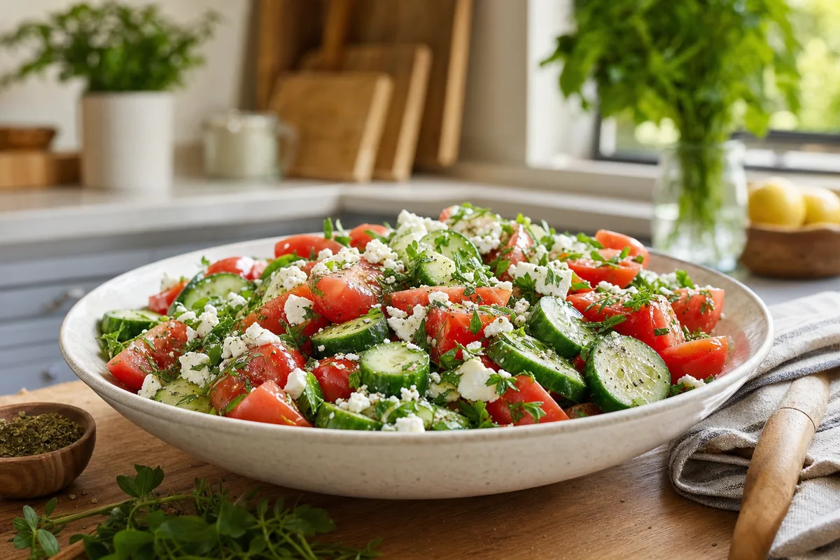 Feta Herb Cucumber Tomato Salad