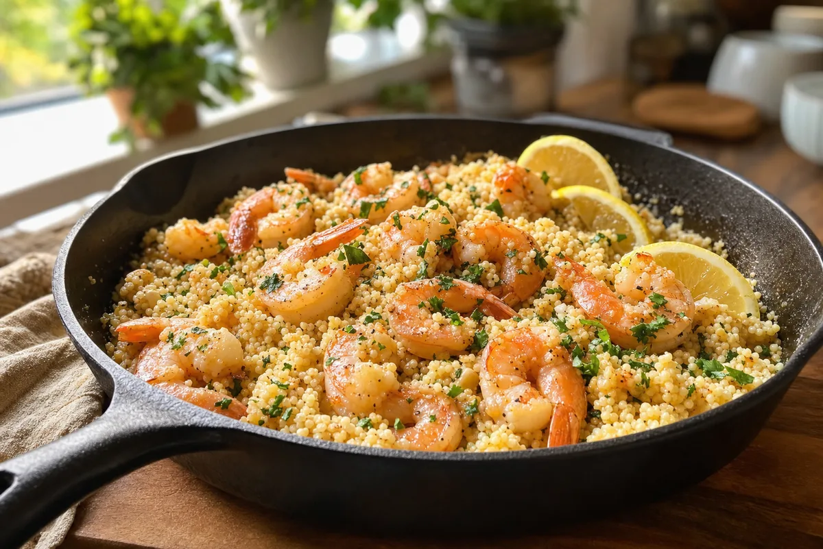 Garlic Butter Shrimp Couscous Skillet