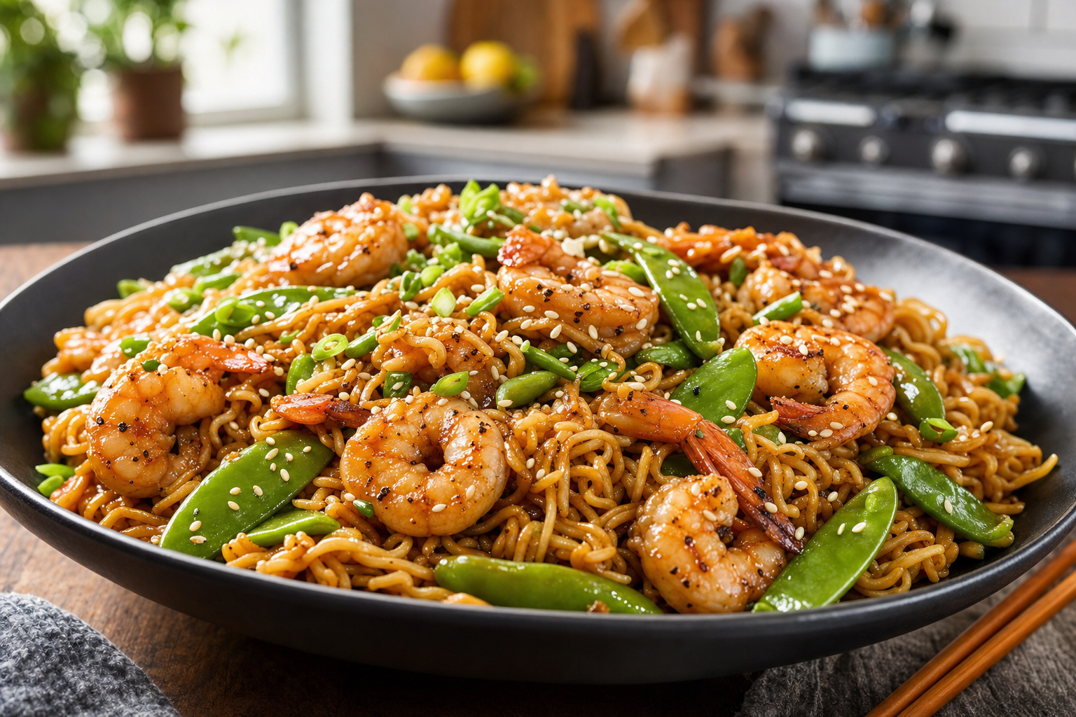 Garlic Ginger Shrimp Ramen Stir-Fry