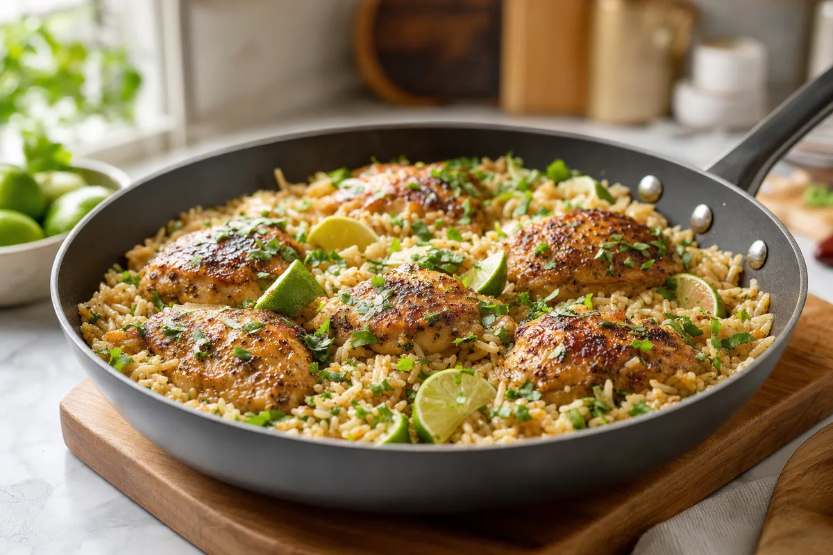 Garlic Lime Chicken Rice Skillet