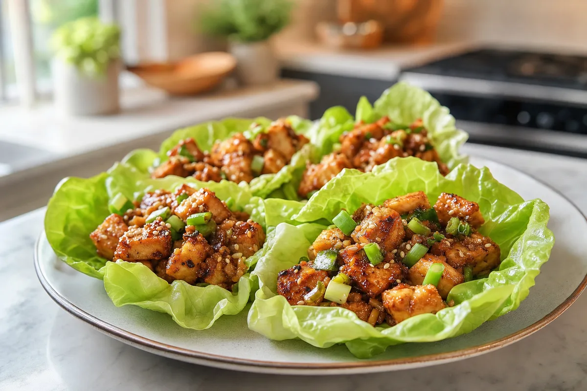 Ginger Garlic Tofu Lettuce Wraps