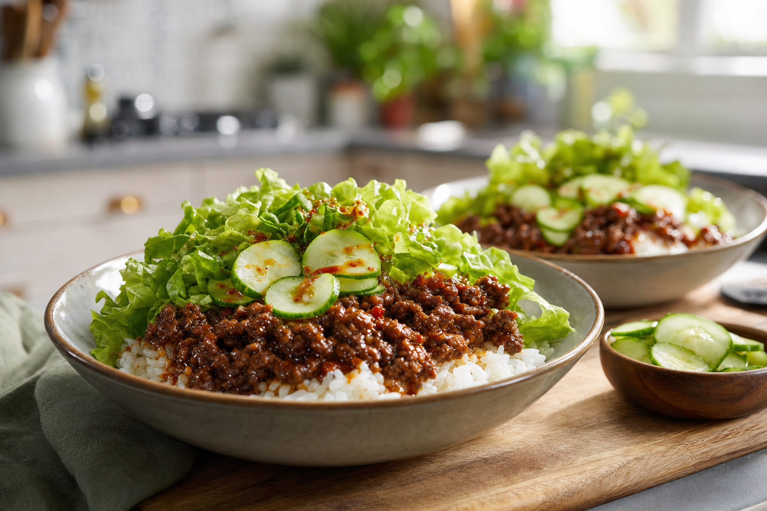 Gochujang Beef Lettuce Wrap Bowls