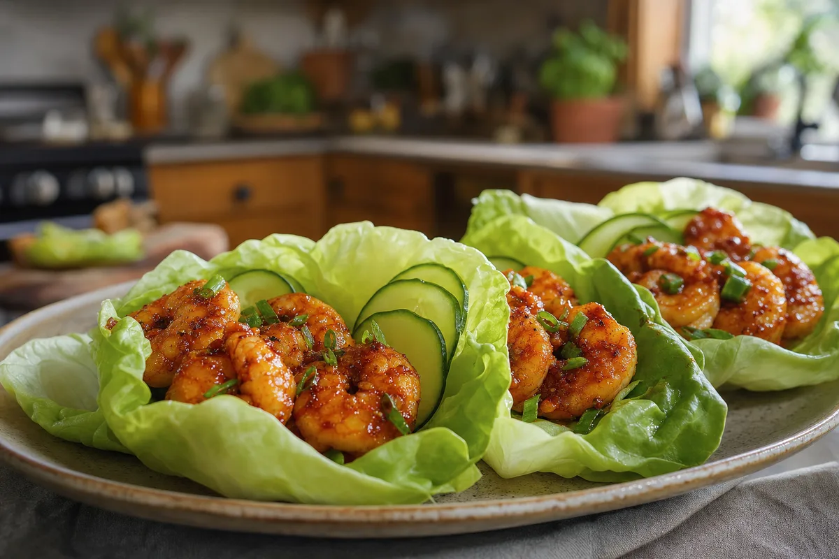 Gochujang Butter Shrimp Lettuce Wraps