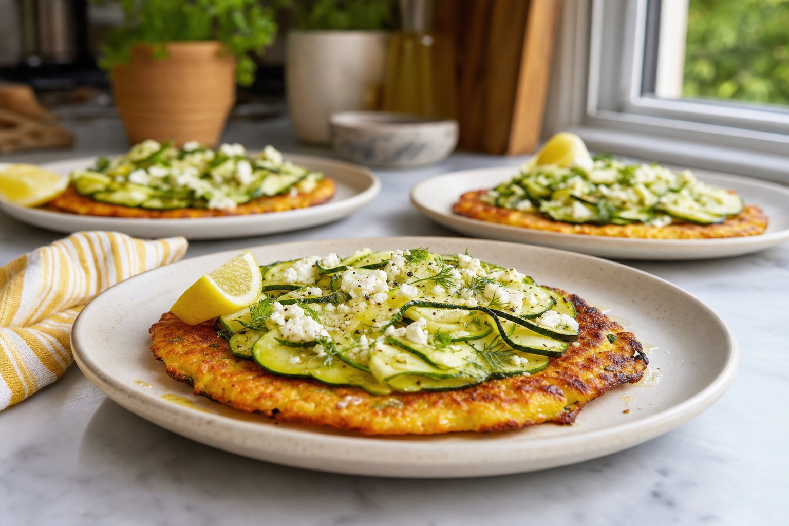 Golden Zucchini Socca Breakfast Plates