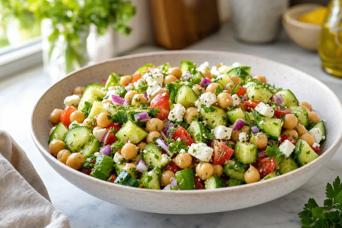 Greek Chickpea Cucumber Salad