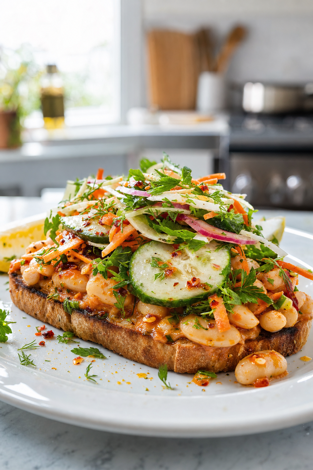 Harissa White Bean Toast Crunch