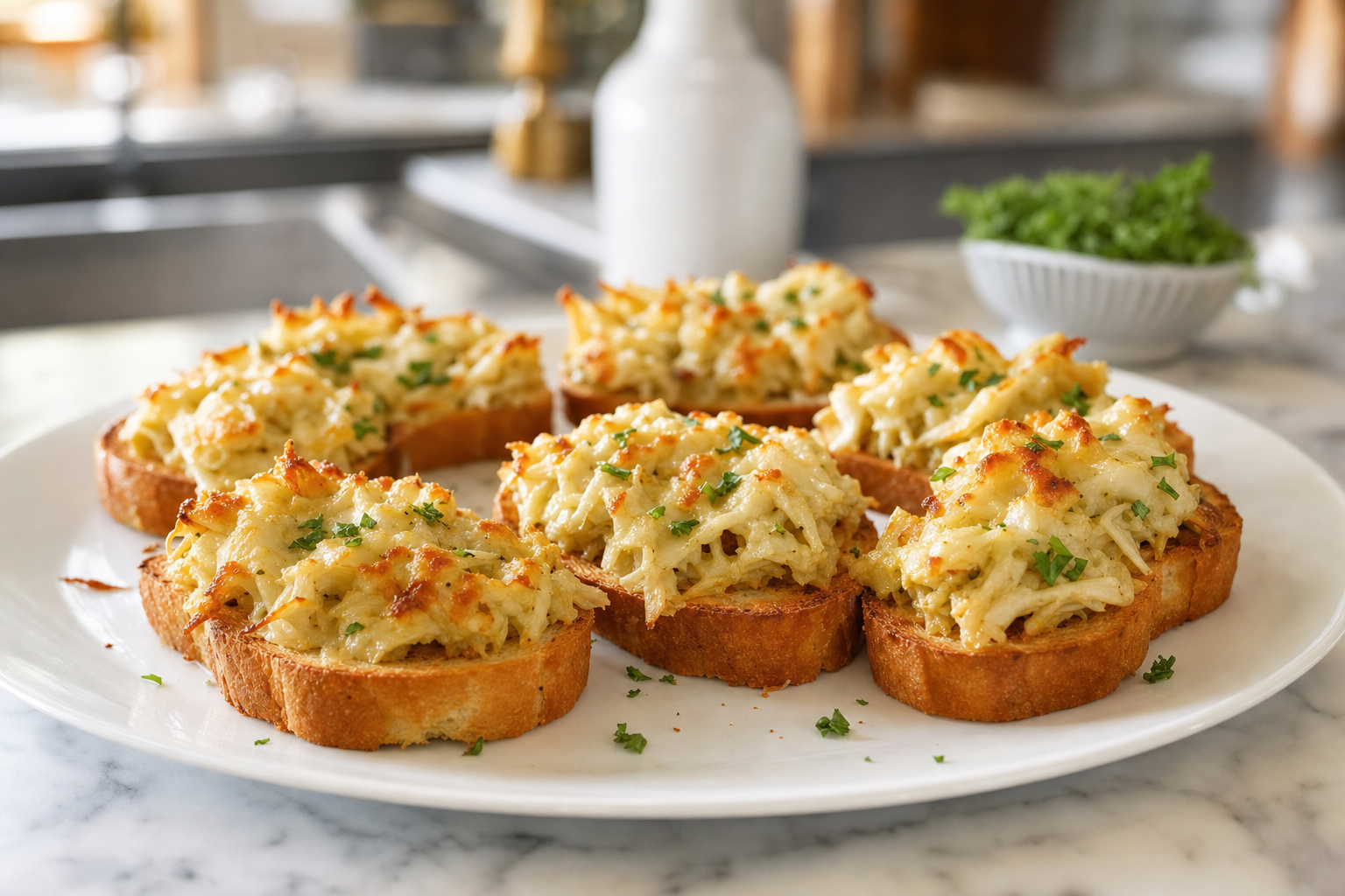 Hot Crab and Artichoke Toasts