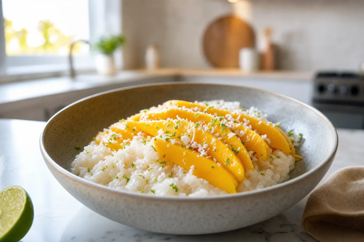 Mango Lime Coconut Sticky Rice Breakfast Bowls
