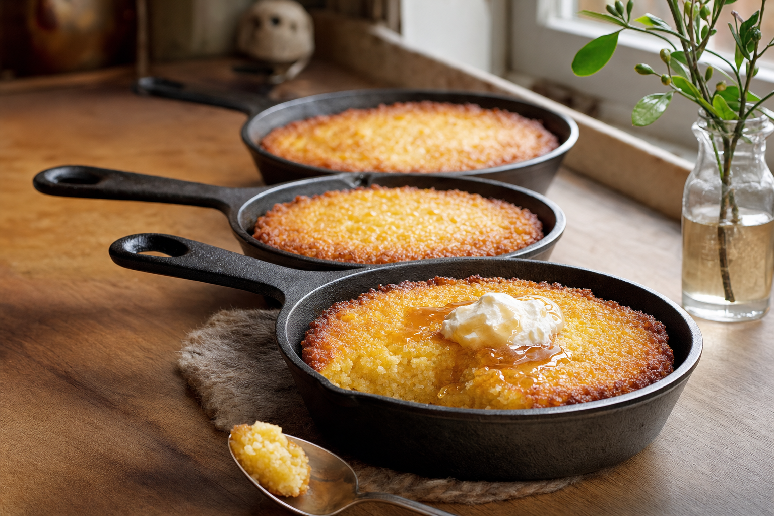 Maple Cornmeal Skillet Puddings