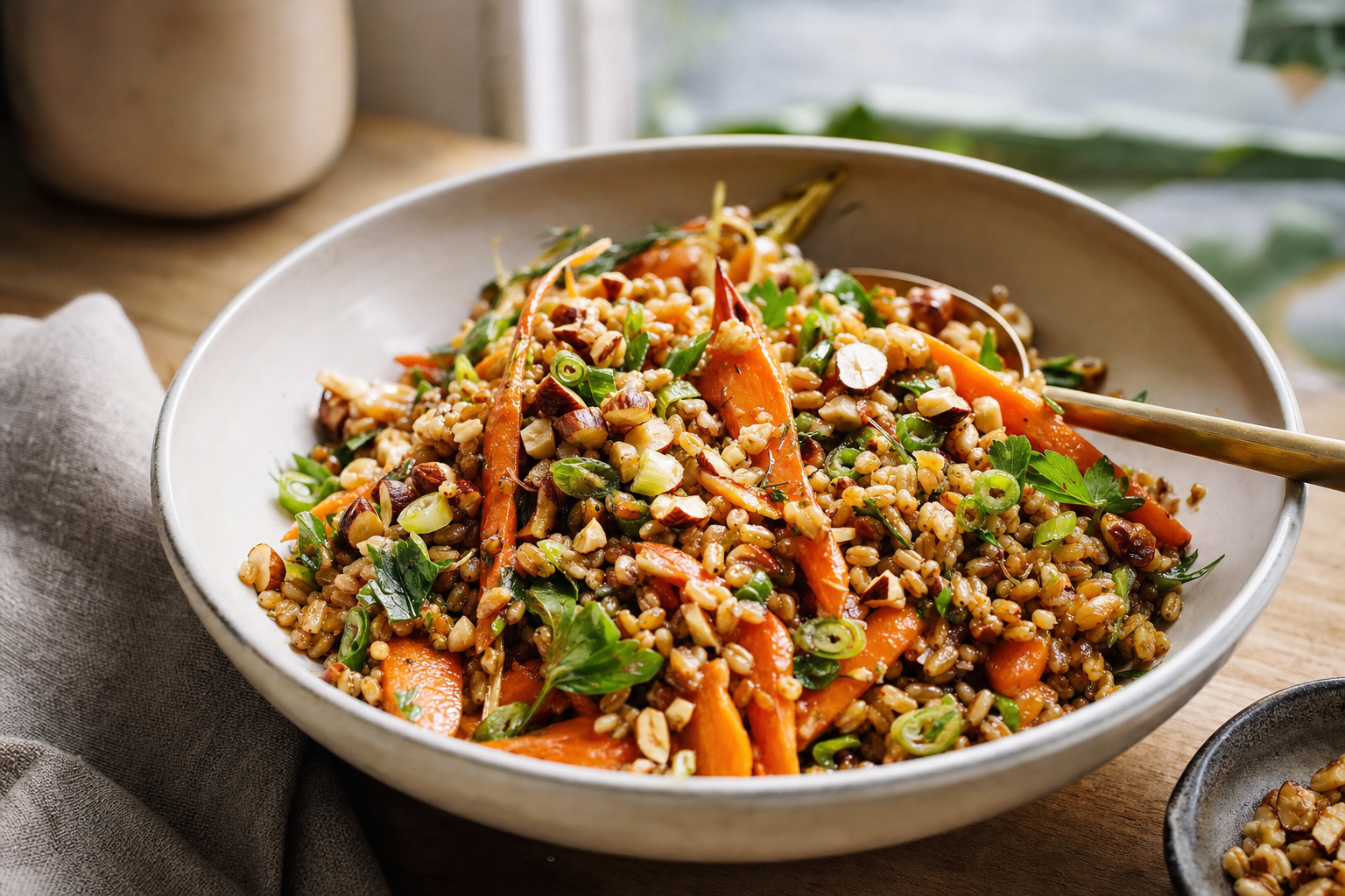 Maple Miso Carrot Farro Crunch