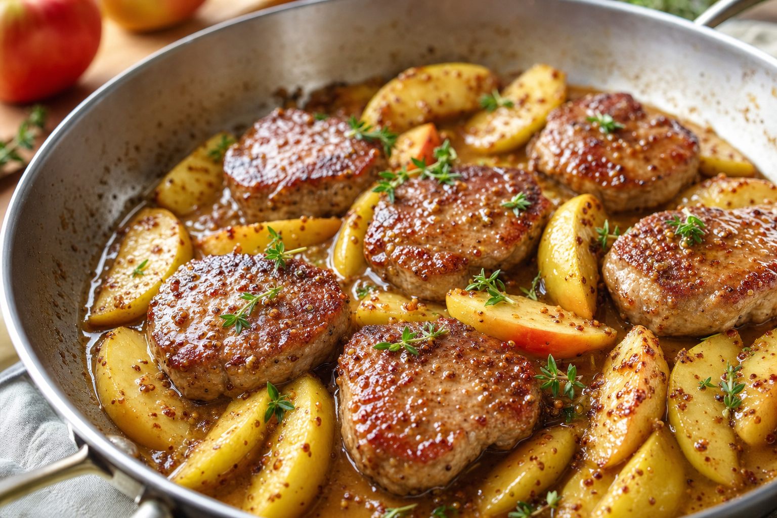 Maple Mustard Pork Medallions with Apples