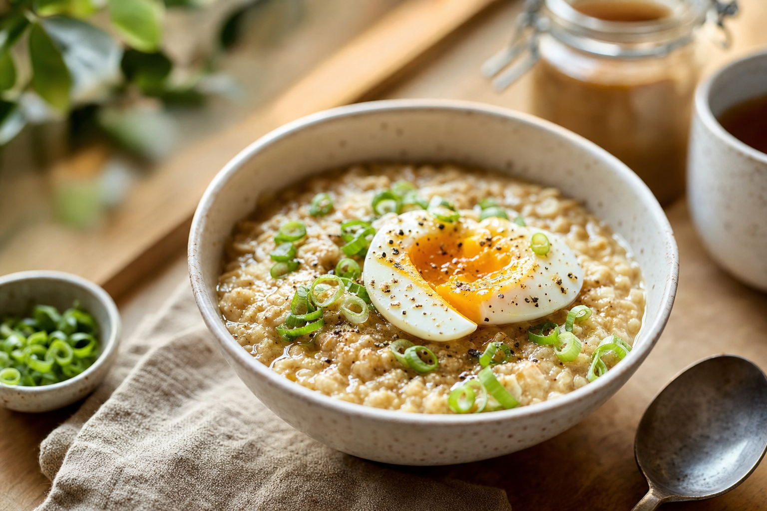 Miso Butter Oatmeal with Jammy Egg