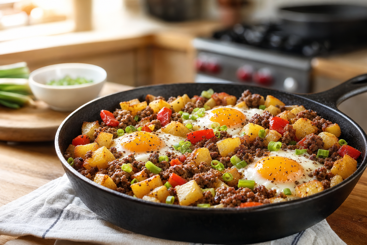 Peppercorn Beef and Egg Breakfast Hash