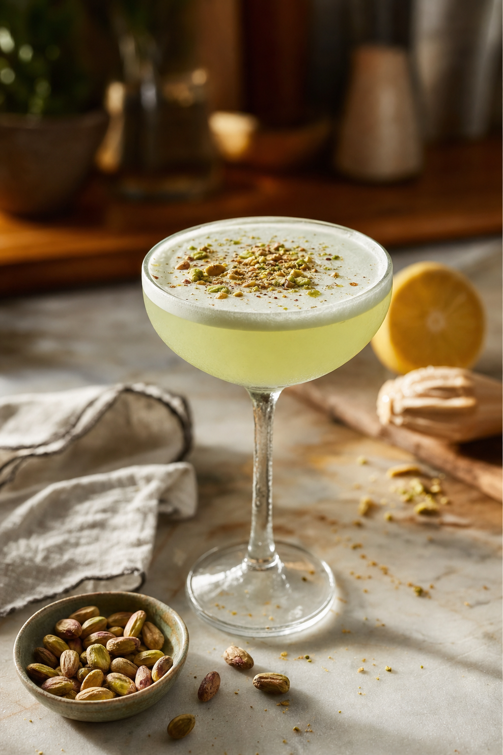 Pistachio Cardamom Gin Sour