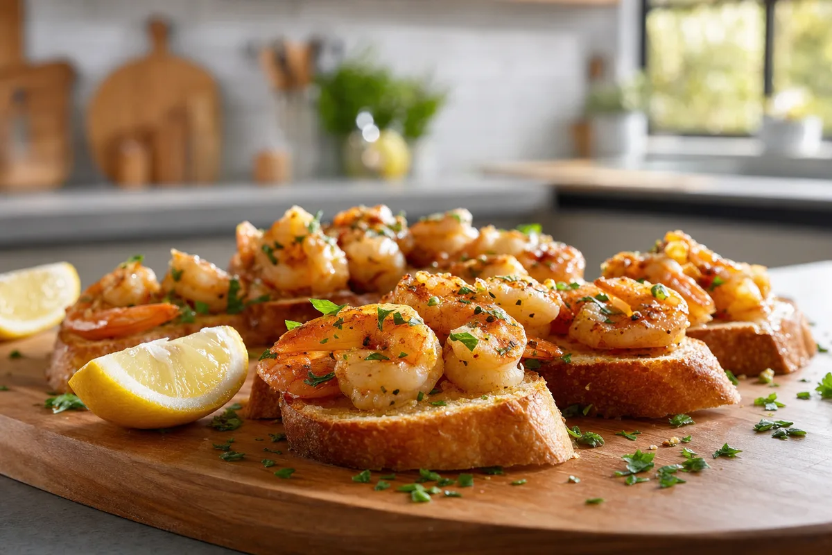 Quick Garlic Butter Shrimp Toasts