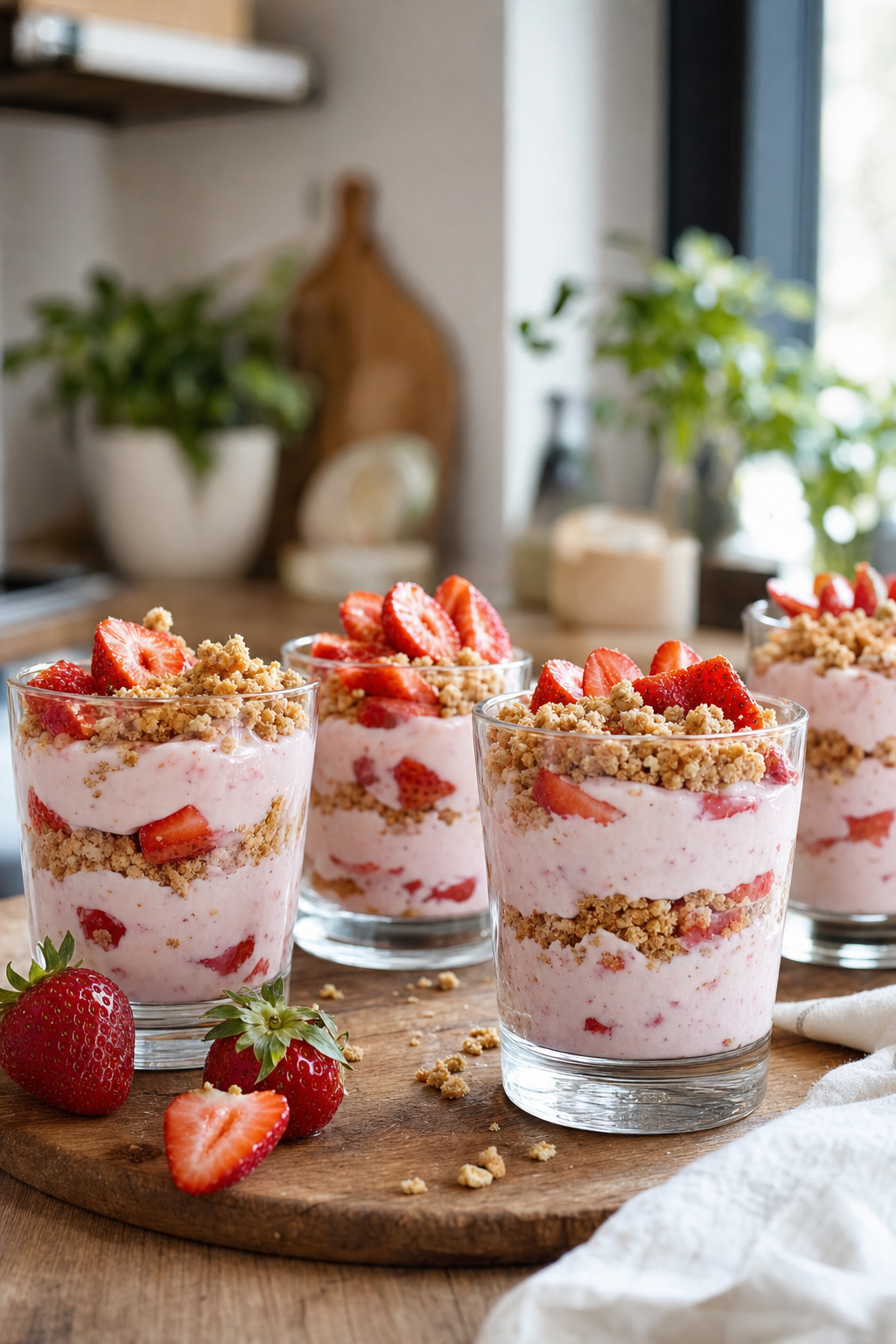 Quick Strawberry Yogurt Crumble Cups