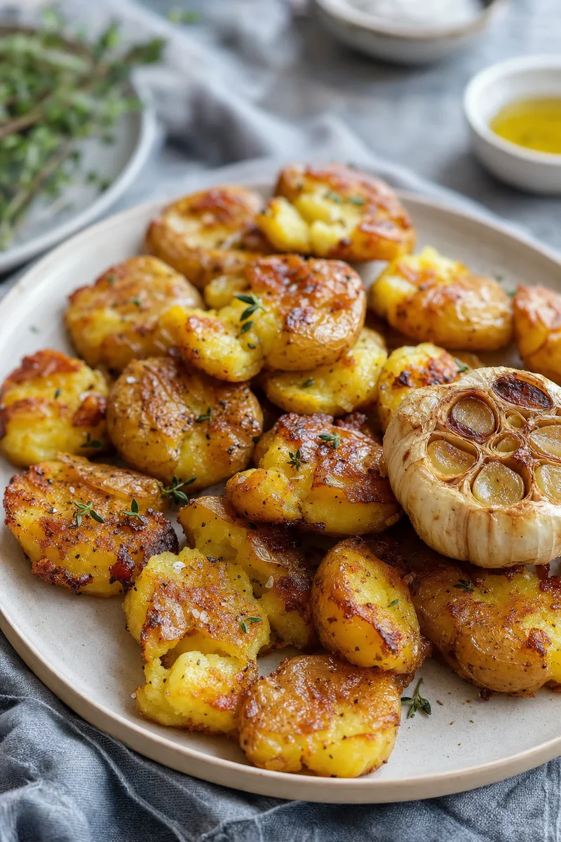 Roasted Garlic Smashed Potatoes