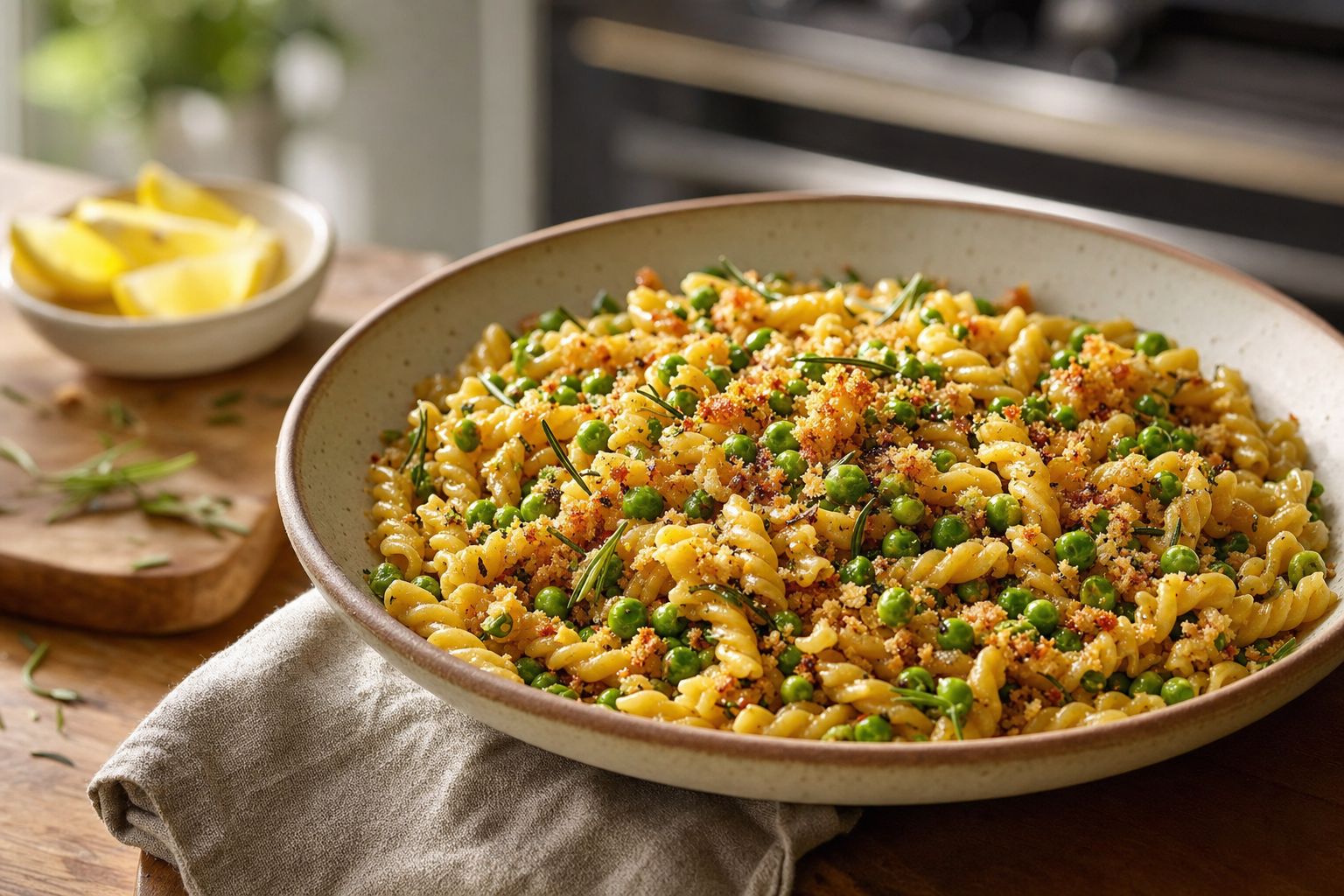 Rosemary Gemelli Crunch with Lemon Peas