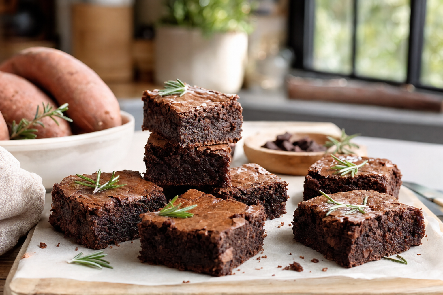 Rosemary Sweet Potato Brownies