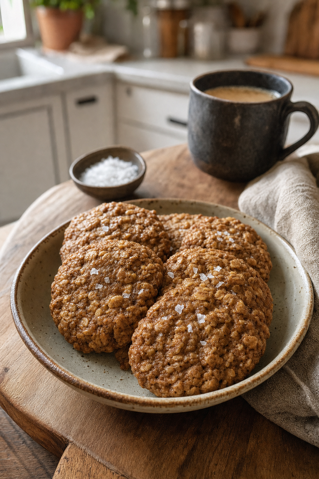 Salted Espresso Oatmeal Cookies