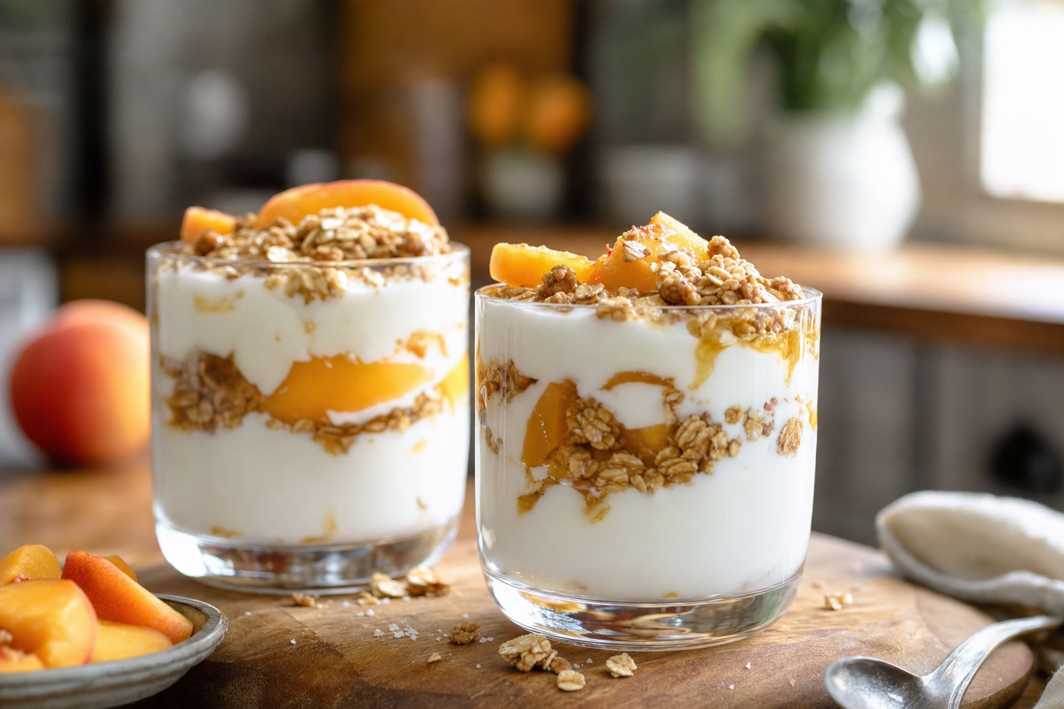 Salted Honey Peach Yogurt Cups