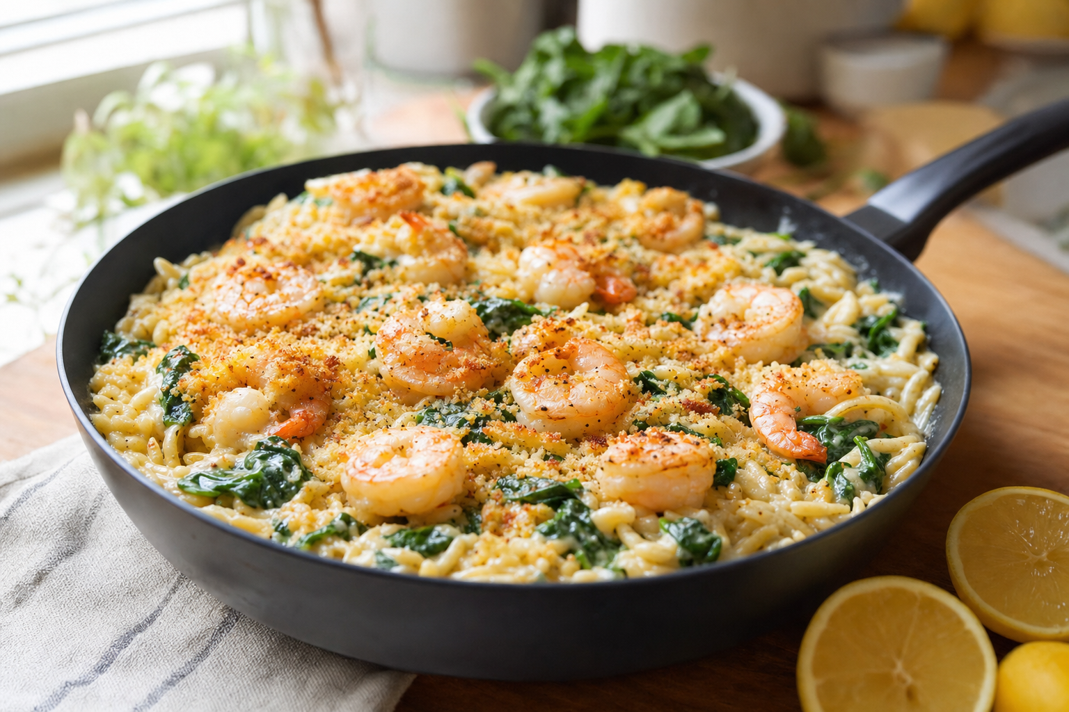 Sam's Creamy Lemon Shrimp Skillet Pasta