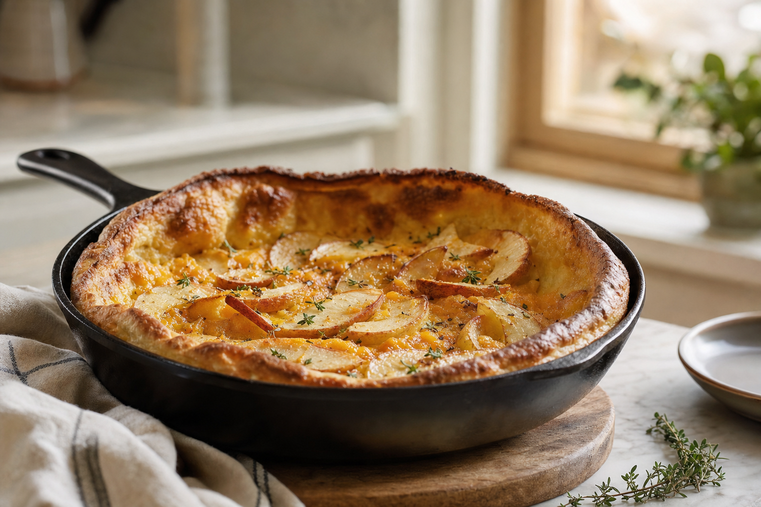 Savory Apple Cheddar Dutch Baby