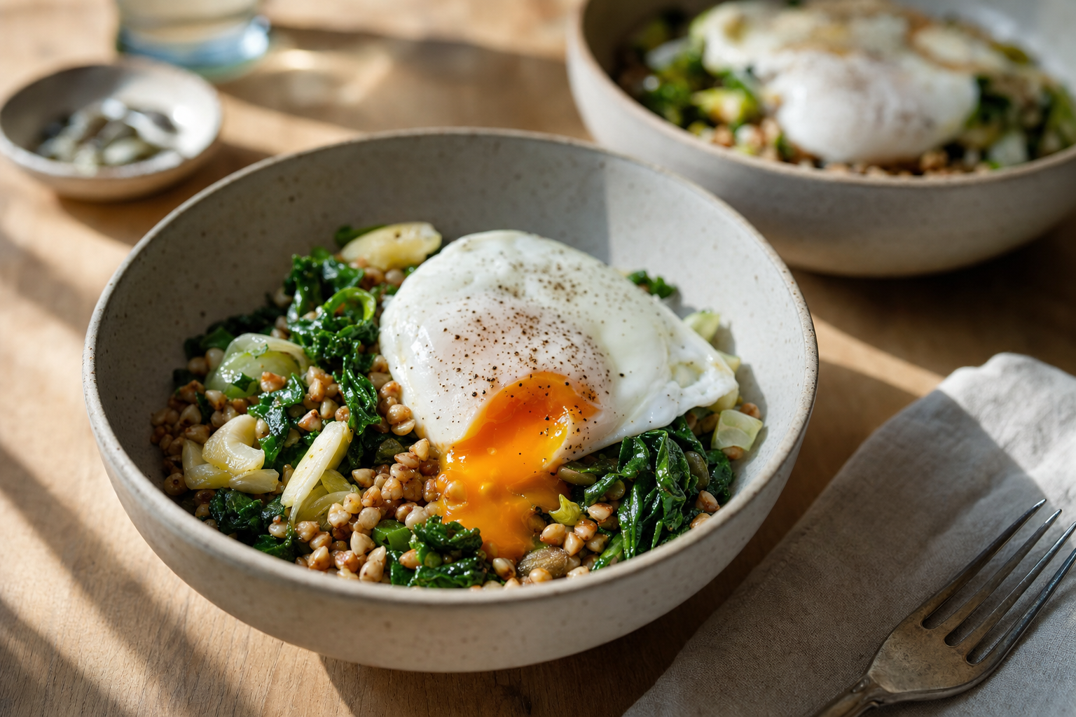 Savory Buckwheat Breakfast Bowls with Jammy Egg