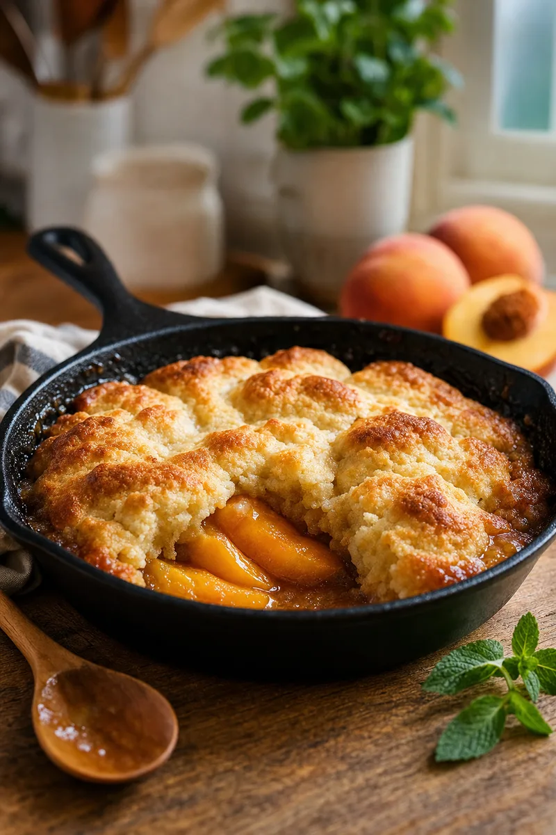 Skillet Peach Cobbler for Two