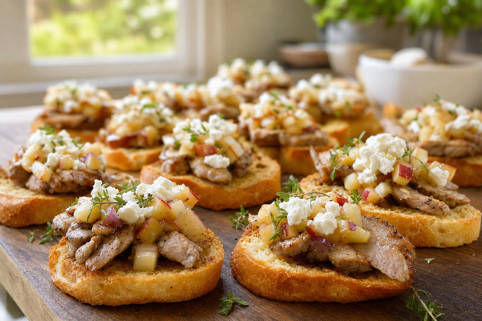 Skillet Pork and Apple Toasts