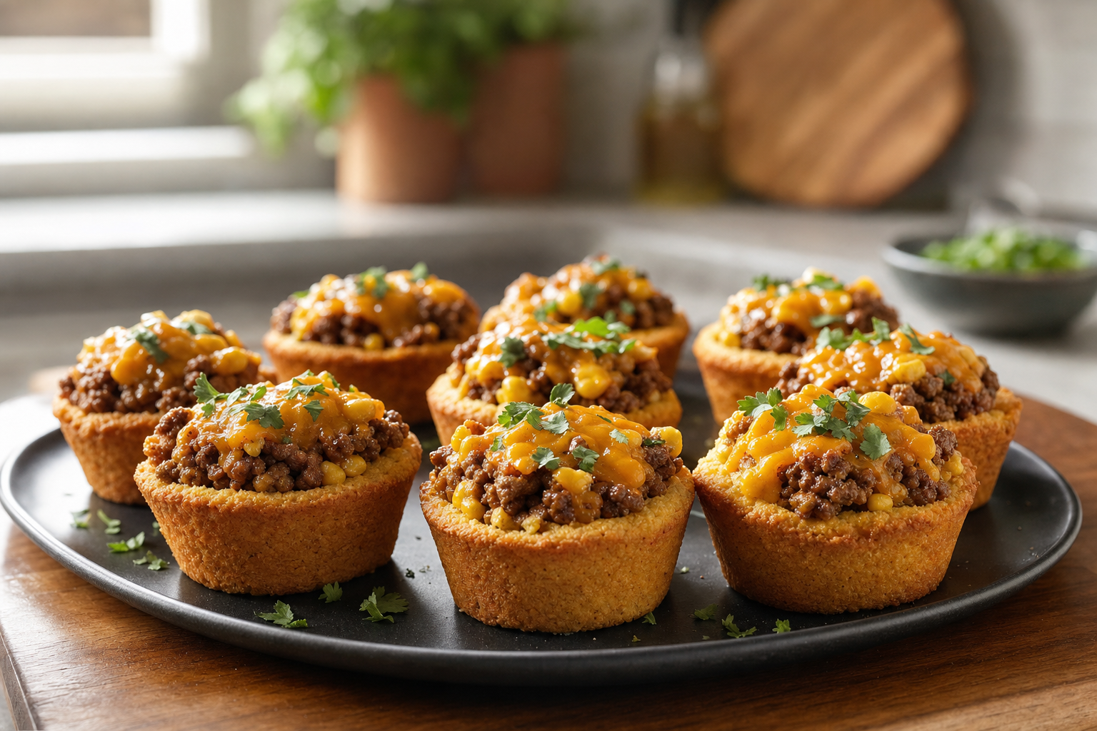 Smoky Beef and Cheddar Cornbread Scoops