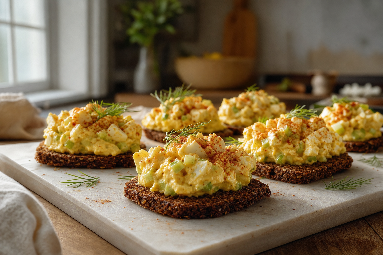 Smoky Egg Salad Rye Crisps
