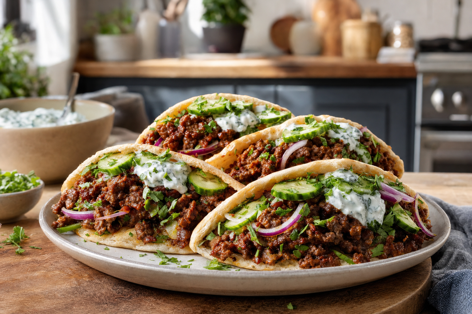 Smoky Harissa Beef Pita Pockets