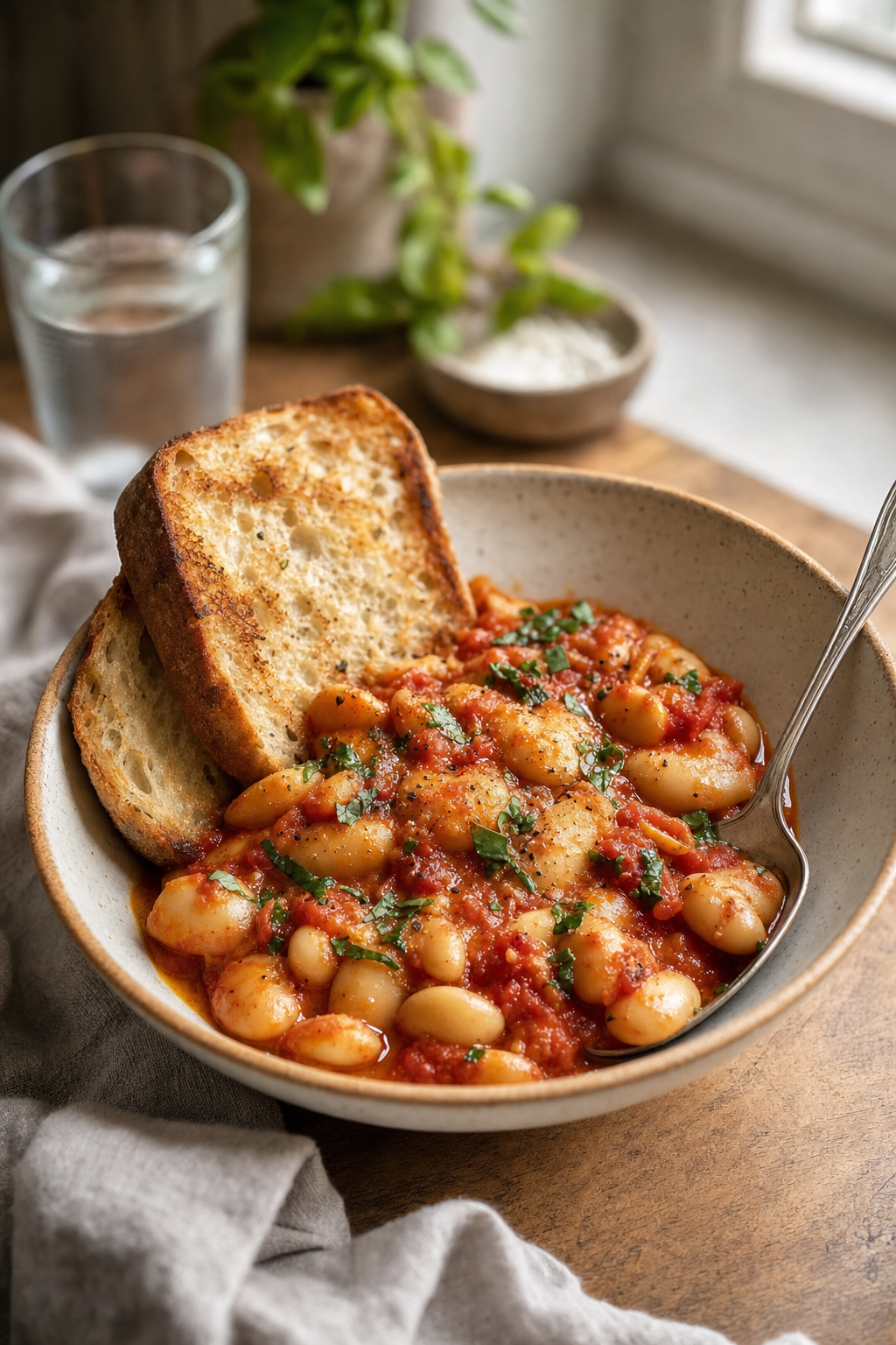 Smoky Tomato Butter Beans with Toast