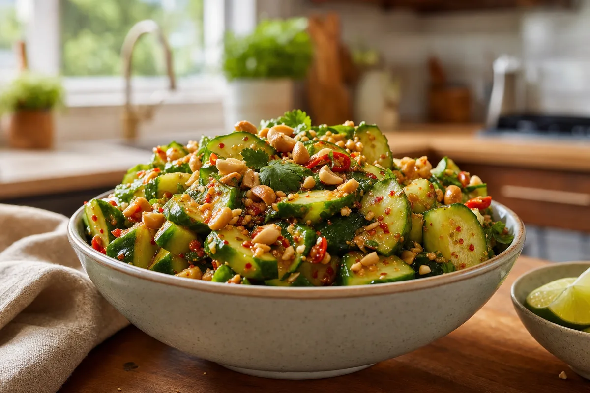Spicy Peanut Cucumber Crunch Salad