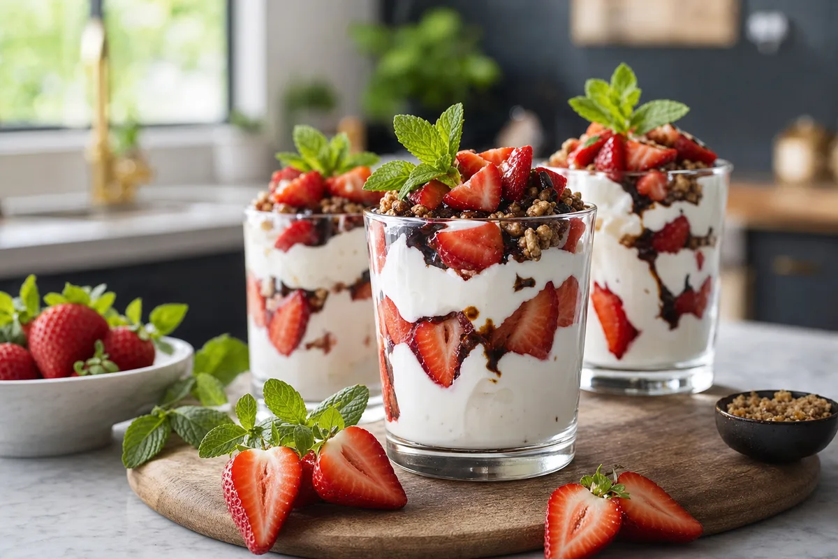 Strawberry Balsamic Yogurt Parfaits