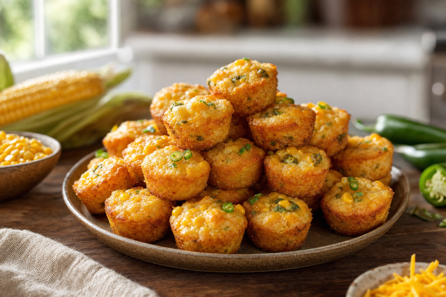 Sweet Corn and Cheddar Spoonbread Bites