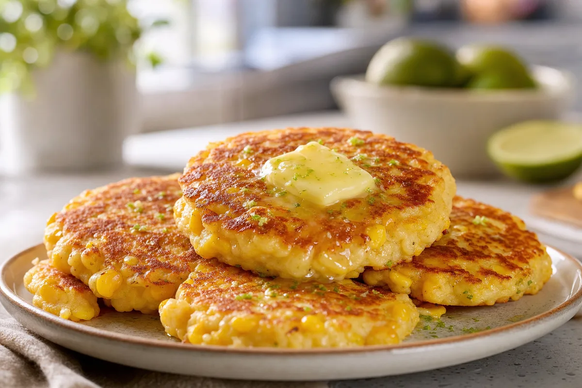 Sweet Corn Griddle Cakes with Honey Lime Butter