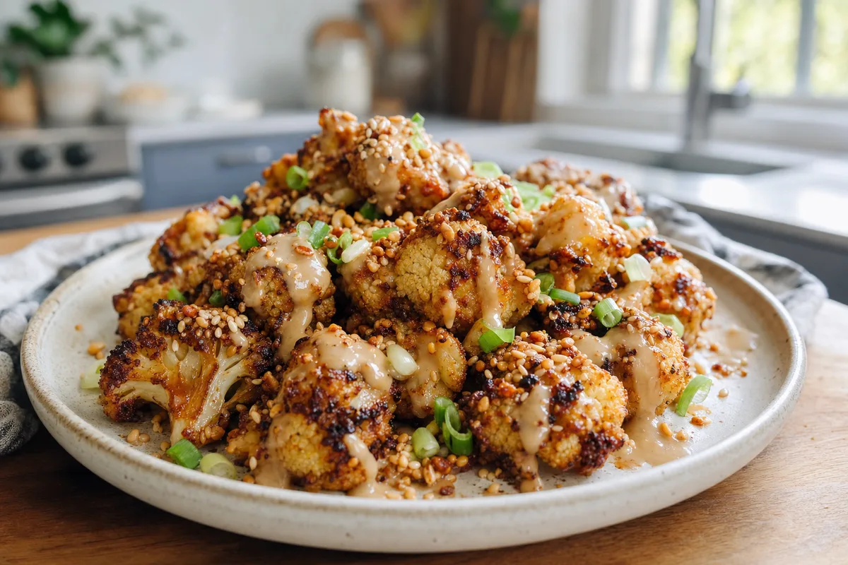 Tahini Miso Roasted Cauliflower Bites