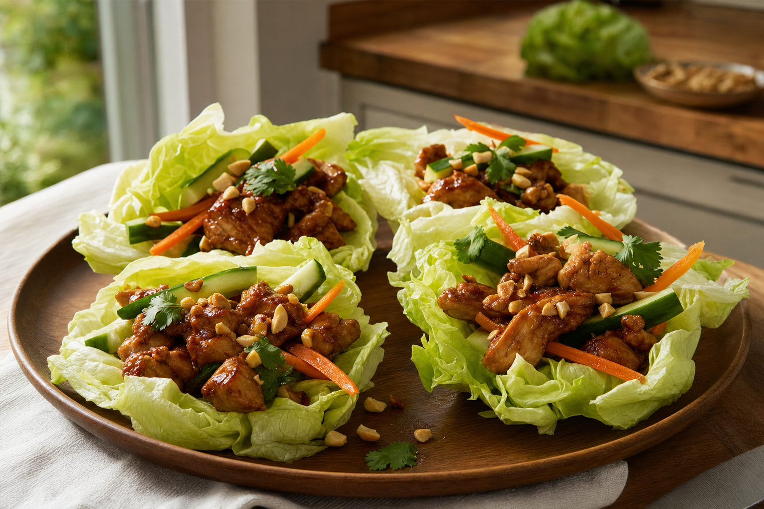 Tamarind Chicken Lettuce Wraps with Peanuts