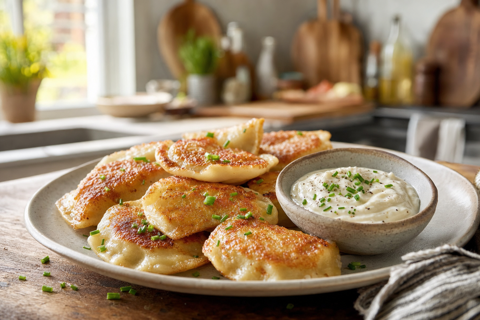 Theo's Crispy Potato Pierogi Bites with Horseradish Sour Cream