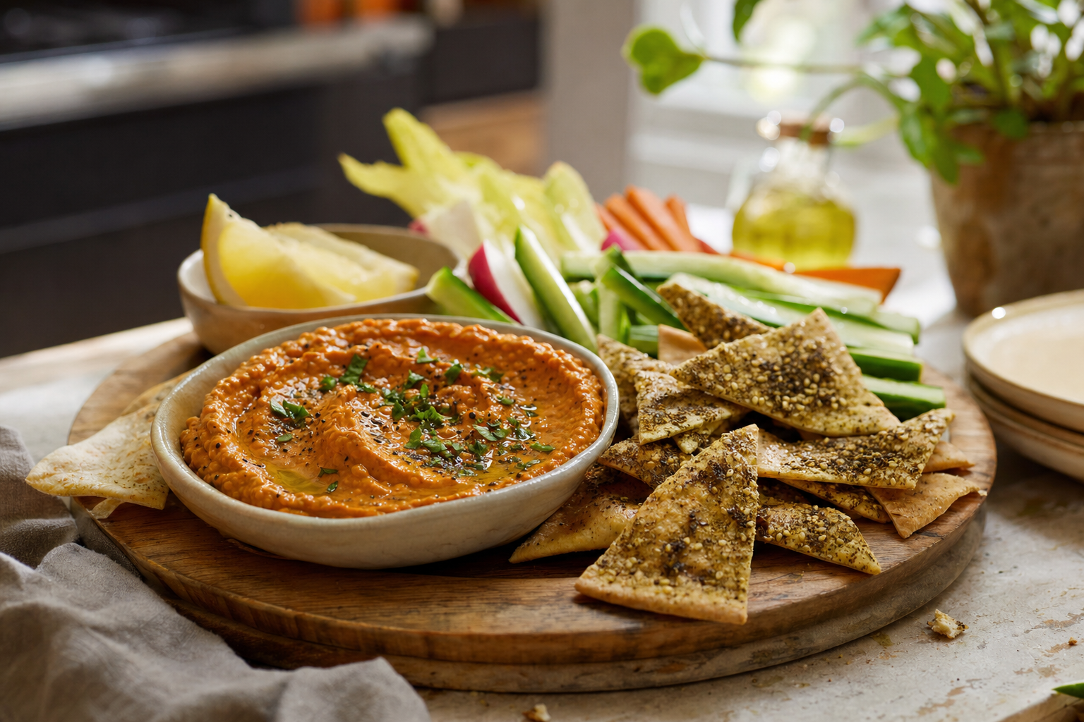 Theo's Harissa Lentil Dip with Za'atar Crisps