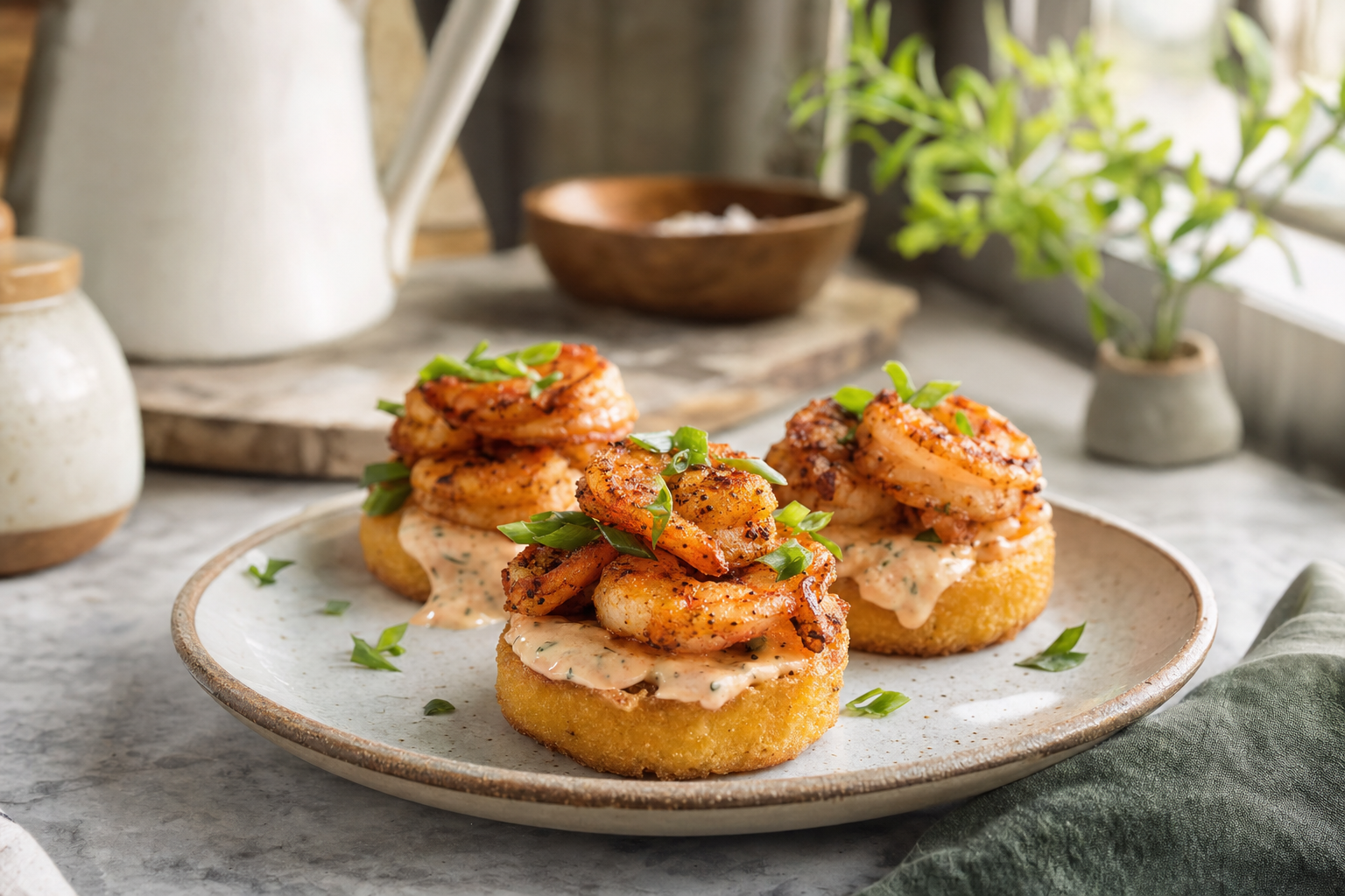 Theo's Cajun Shrimp Cornmeal Cakes