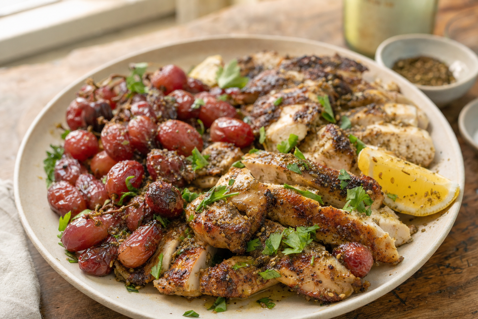 Theo's Za'atar Chicken with Charred Grapes