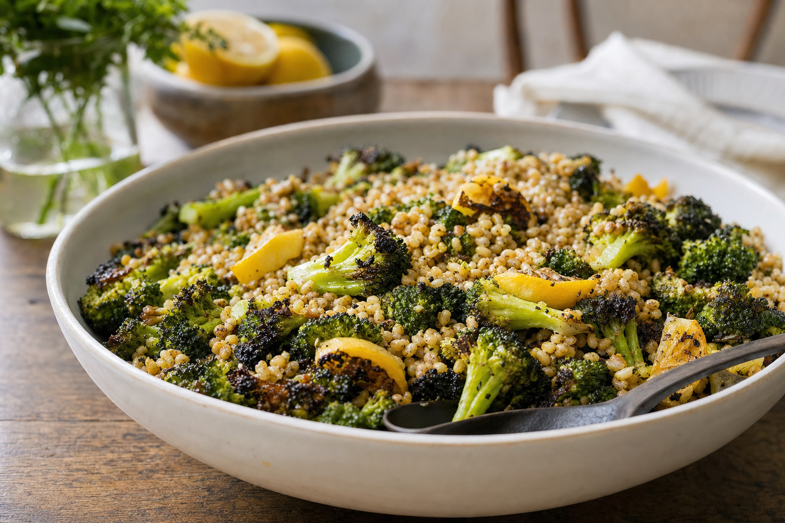 Toasted Barley with Charred Lemon Broccoli