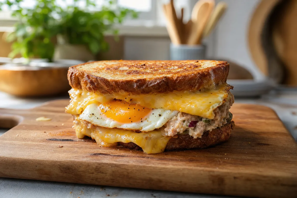 Tuna Melt Breakfast Egg Sandwich